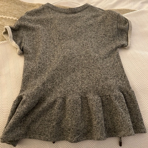Maven West Grey Peplum Lace Up Top - Picture 2 of 5